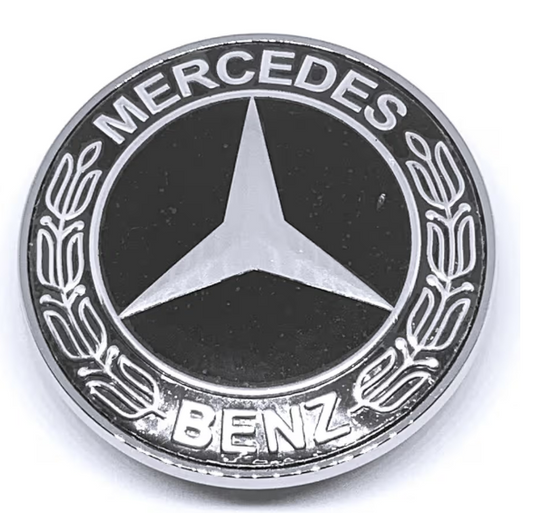 FLAT BONNET BADGE - BLACK & SILVER WHEAT